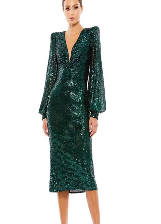 Mac Duggal Dresses & Skirts - MAC DUGGAL Sequined Structured Bishop Sleeve Midi Dress